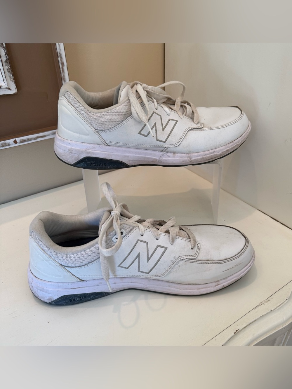 New Balance 813 Men’s Walking Shoes Size 12 D White MW813WT Rollbar Used